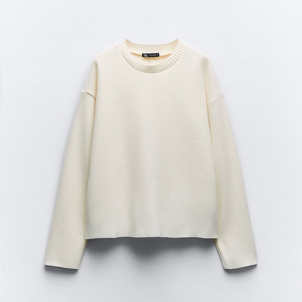 Zara White Knit Sweater Top